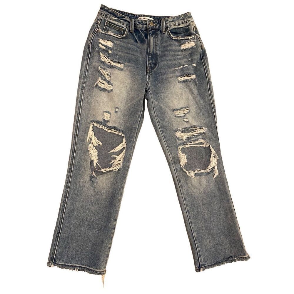 Flying Monkey Ultra High Rise Straight Leg Jeans Destroyed Distressed The Buckle